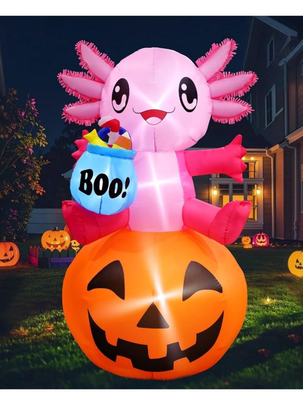 🎃 5.2FT Halloween Inflatables Pumpkin Blow Up Yard Decorations with LED Lights